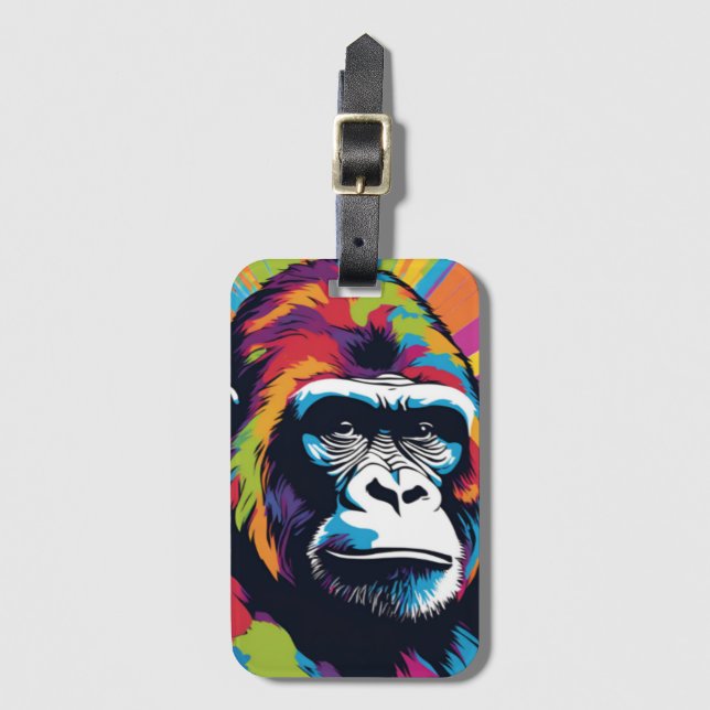 Étiquette À Bagage Dessin de dessin de peinture Gorilla Pop (Devant Vertical)