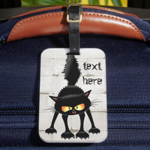Étiquette À Bagage Dessin de Funny Fierce Black Cat