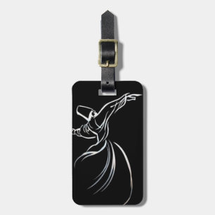 Étiquette À Bagage Dessin De Ligne Dervish Style De Calligraphe En Bl