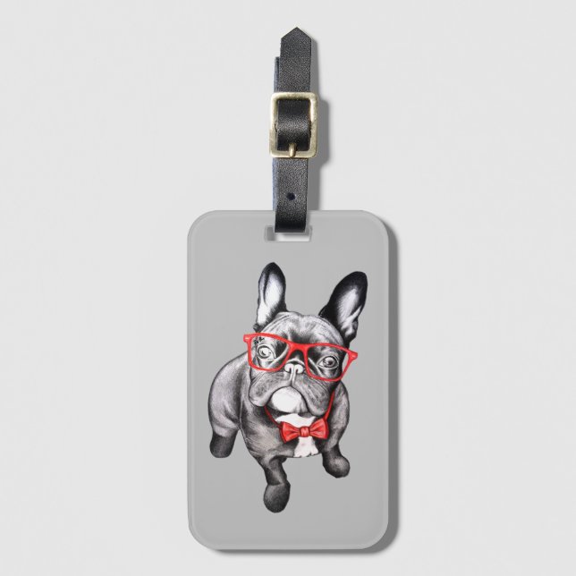 Étiquette À Bagage Dessin Français Bulldog (Devant Vertical)