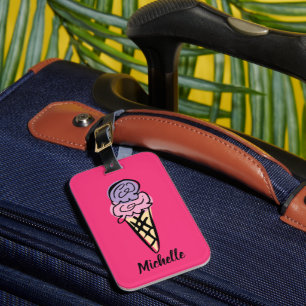 Étiquette À Bagage Dessin mignon de glace personnalisé pour voyage