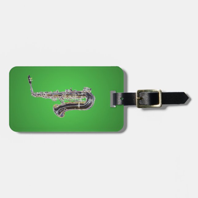 Étiquette À Bagage Dessin saxophone (Devant horizontal)