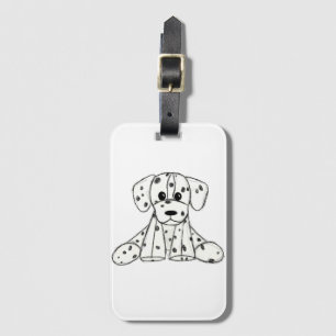 Étiquette À Bagage Dessin simple de contour de chien en peluche dalma