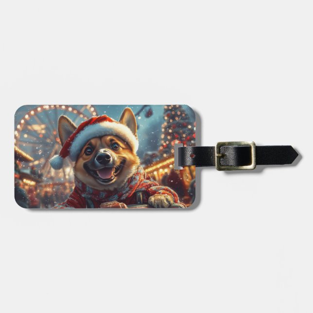 Étiquette À Bagage Dessous de verre roulette de chien Malinois belge  (Devant horizontal)