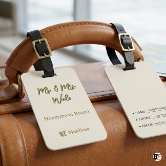 Étiquette À Bagage Destination de lune de miel élégante pour M. et Mm