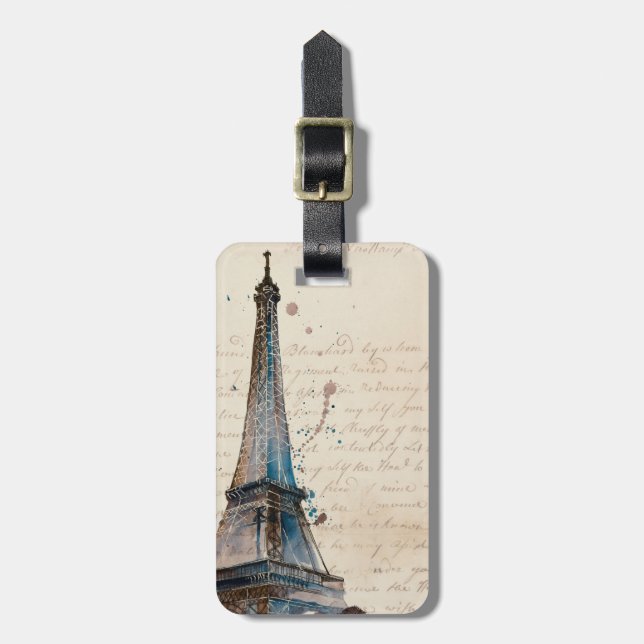 Étiquette À Bagage Destinations | Lettres De La Tour Eiffel (Devant Vertical)