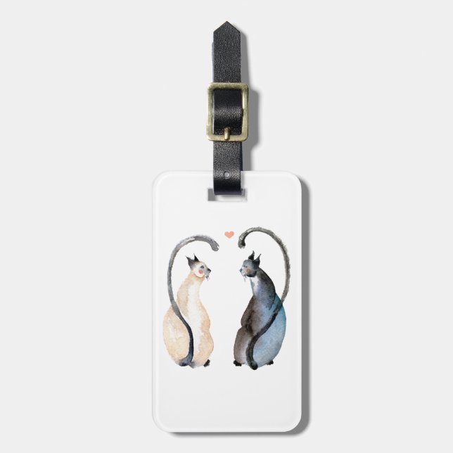 Étiquette À Bagage Deux chats amoureux (Devant Vertical)
