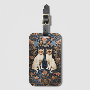 Étiquette À Bagage Deux chats siamois William Morris Inspiré
