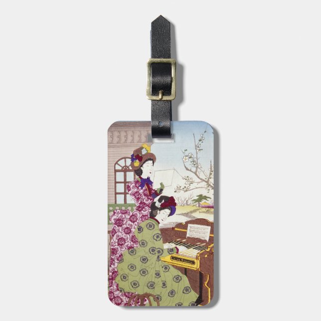 Étiquette À Bagage Deux dames japonaises, C1890 (Devant Vertical)