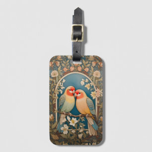 Étiquette À Bagage Deux Lovebirds Vintage Floral élégant