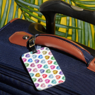 Étiquette À Bagage Diamond Heart Aquarelle Motif mignon Pastel Girly
