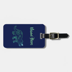 Étiquette À Bagage Dinosaur, mandala triceratops personnalisé Luggae