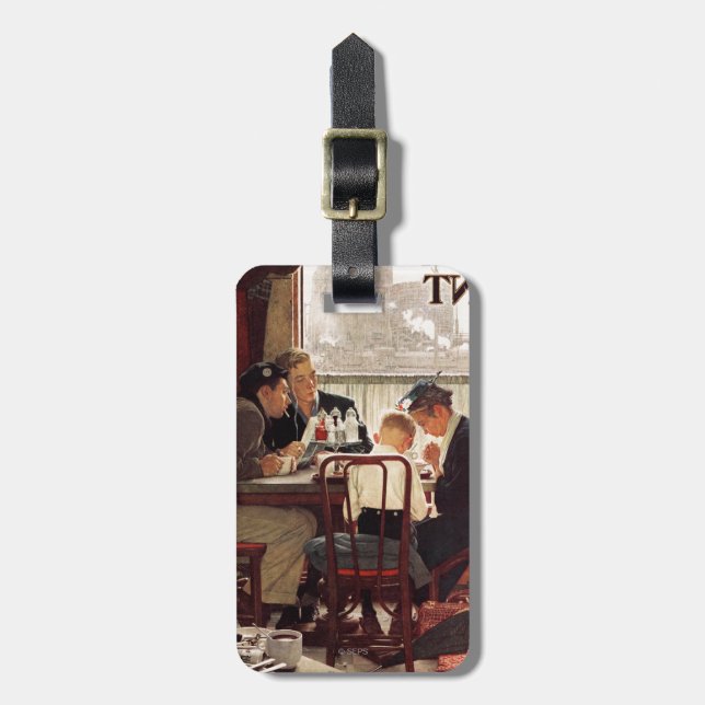 Étiquette À Bagage Dire grâce par Norman Rockwell (Devant Vertical)
