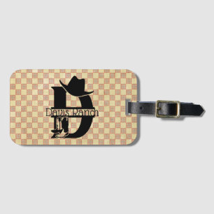 Étiquette À Bagage Diviser le monogramme de cowboy "D"