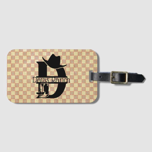 Étiquette À Bagage Diviser le monogramme de cowboy "D" (Devant Horizontal)