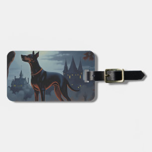 Étiquette À Bagage Doberman Halloween effraie