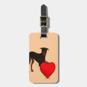 Étiquette À Bagage Doberman Pinscher Avec Coeur