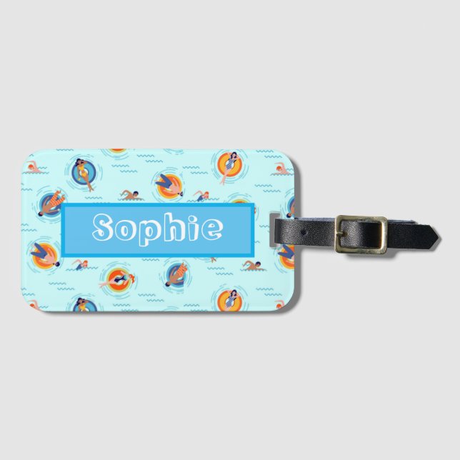 Étiquette À Bagage Don pour la fête de la piscine (Devant Horizontal)