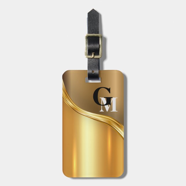 Étiquette À Bagage D'or moderne personnalisé de sembler de luxe (Devant Vertical)