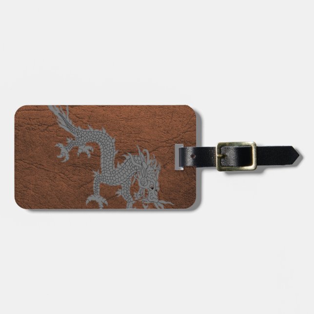 Étiquette À Bagage Dragon bhoutanais en cuir (Devant horizontal)
