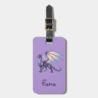 Étiquette À Bagage Dragon Personnalisé Nom Personnalisé Violet Or