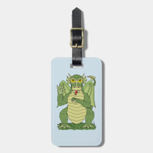 Étiquette À Bagage Dragon vert mignon
