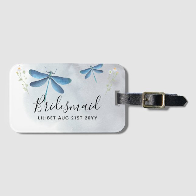 Étiquette À Bagage DragonFly BRIDESMAID fête de mariage personnalisée (Devant Horizontal)