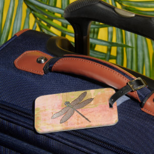 Étiquette À Bagage Dragonfly d'impressions roses