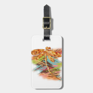 Étiquette À Bagage Dragonfly orange Splash