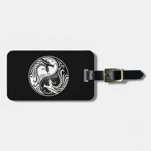 Étiquette À Bagage Dragons blancs et noirs de Yin Yang