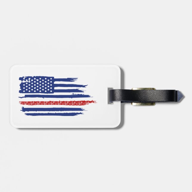 Étiquette À Bagage Drapeau américain à vélo (Dos horizontal)