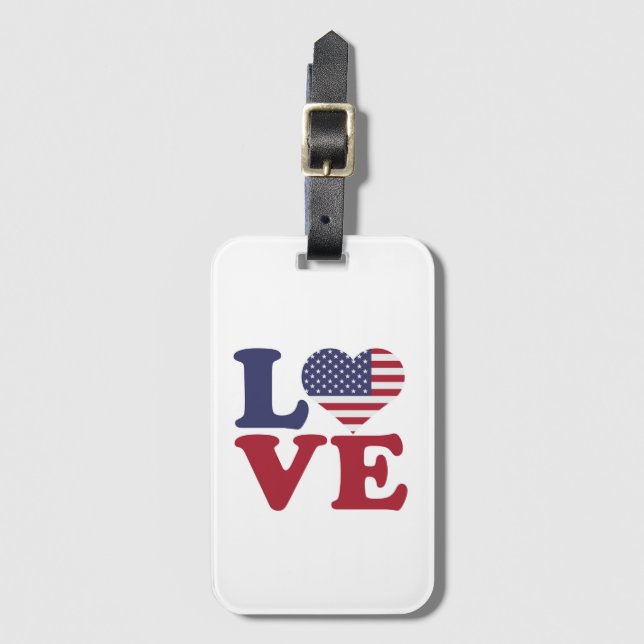 Étiquette À Bagage Drapeau américain amour patriotique (Devant Vertical)