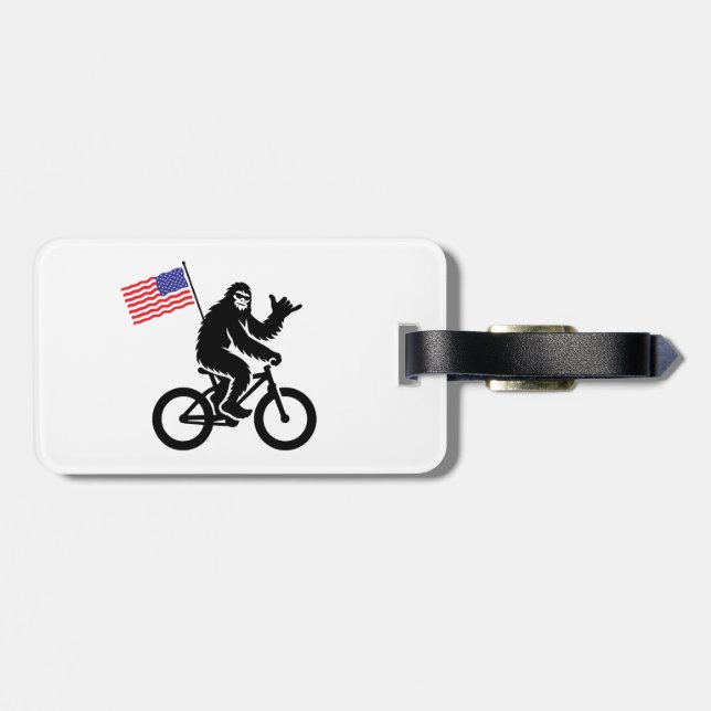 Étiquette À Bagage Drapeau américain Bigfoot Cycling (Dos horizontal)