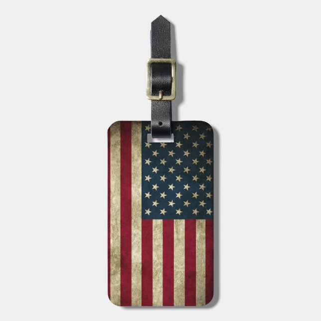 Étiquette À Bagage Drapeau américain des Etats-Unis de grunge (Devant Vertical)