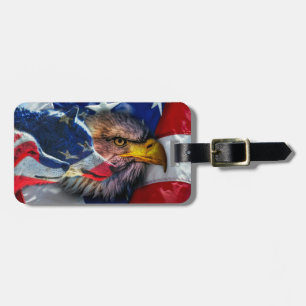 Étiquette À Bagage Drapeau américain du loup d'aigle chauve