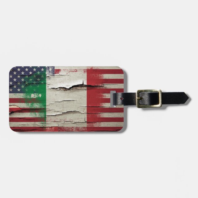 Étiquette À Bagage Drapeau américain italien de la peinture | de (Devant horizontal)