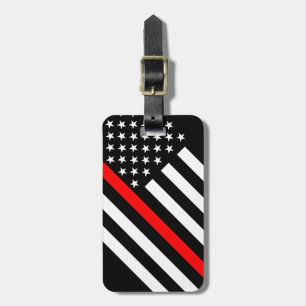 Étiquette À Bagage Drapeau américain Noir et blanc Ligne rouge mince