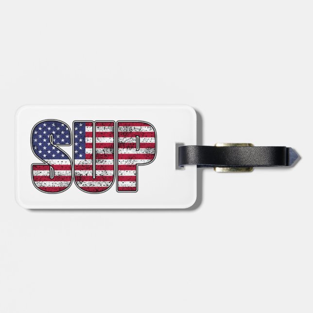 Étiquette À Bagage Drapeau américain Standup Paddle SUP (Dos horizontal)