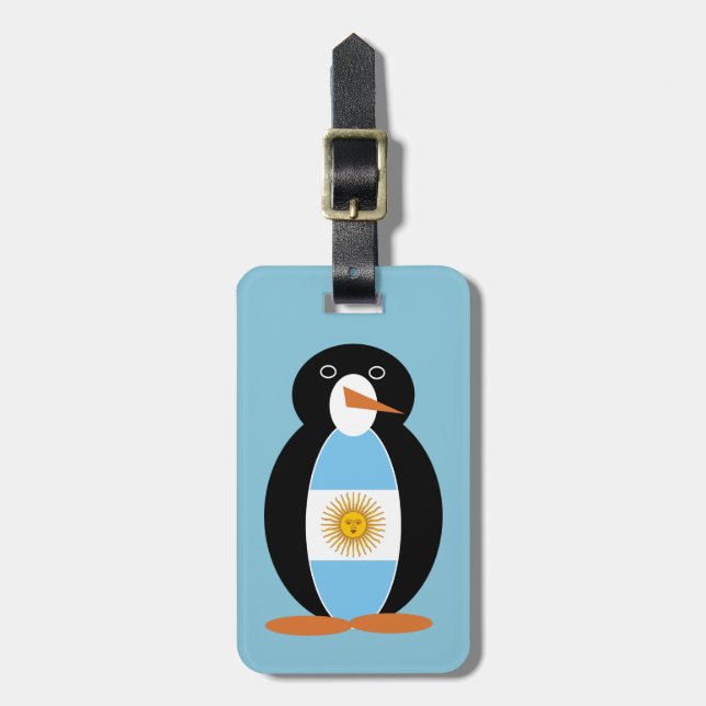 Étiquette À Bagage Drapeau argentin M. Penguin en bleu (Devant Vertical)