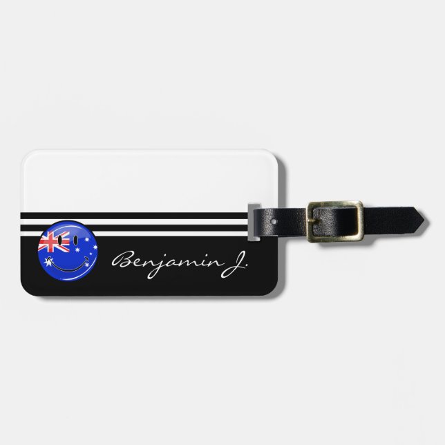 Étiquette À Bagage Drapeau australien de sourire brillant (Devant horizontal)