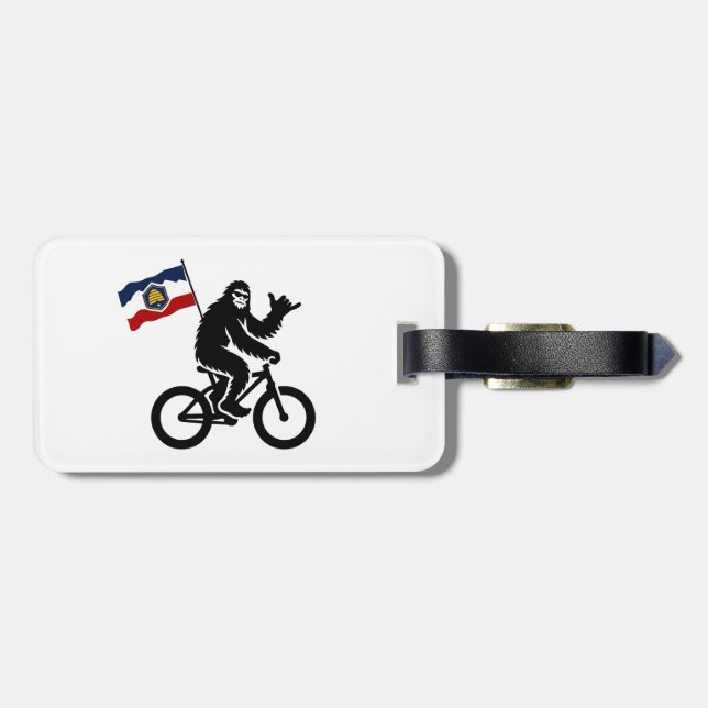 Étiquette À Bagage Drapeau Bigfoot Cycling Utah (Dos horizontal)