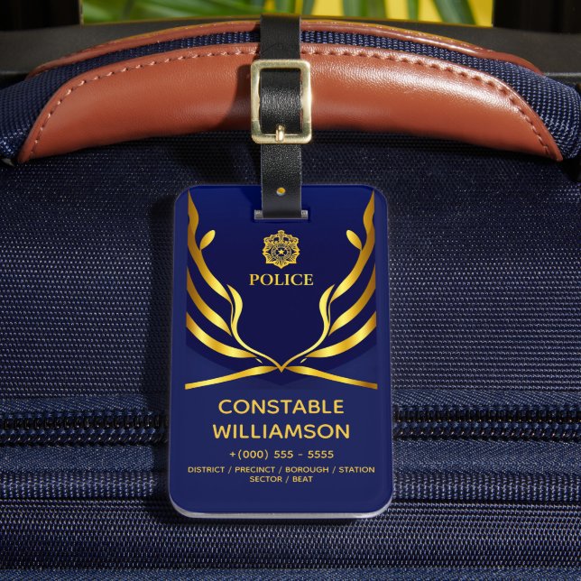 Étiquette À Bagage Drapeau bleu marine de police voyage (Insitu Rectoal 2)