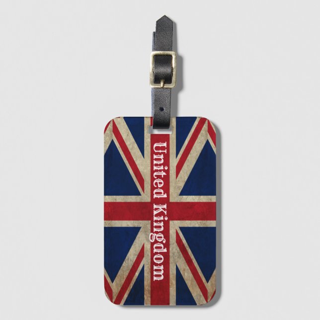 Étiquette À Bagage Drapeau britannique en détresse (Devant Vertical)