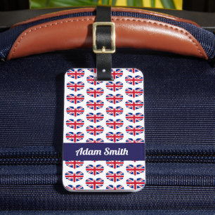 Étiquette À Bagage Drapeau britannique en forme de coeur / Union Jack