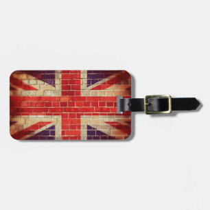 Étiquette À Bagage Drapeau britannique vintage sur un mur de briques