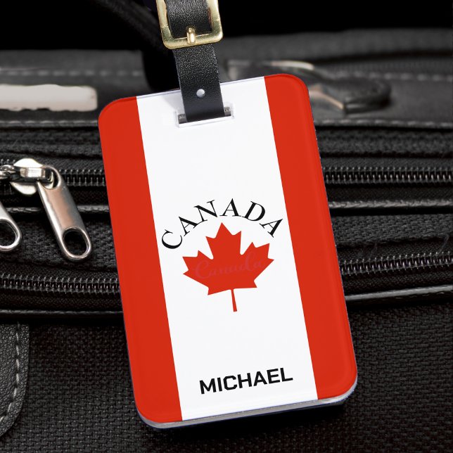 Étiquette À Bagage Drapeau canadien rouge et blanc du Canada (canada canadian flag luggage tag)