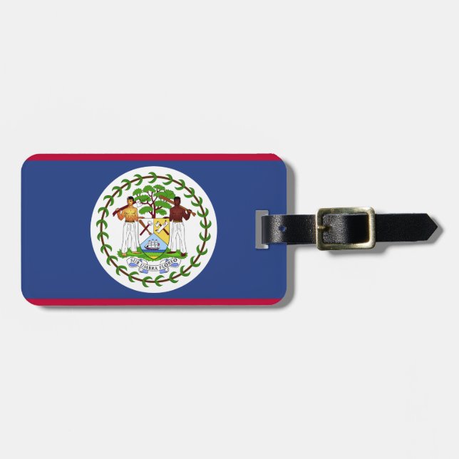 Étiquette À Bagage Drapeau classique de Belize (Devant horizontal)