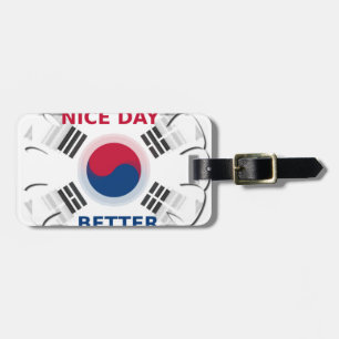 Étiquette À Bagage Drapeau coréen design "Ayez une belle journée"