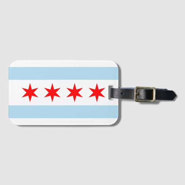 Étiquette À Bagage Drapeau de Chicago (Devant Horizontal)