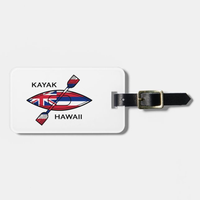 Étiquette À Bagage Drapeau de Kayak Hawaii (Devant horizontal)